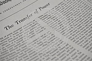 Newspaper article The Transfer of Power