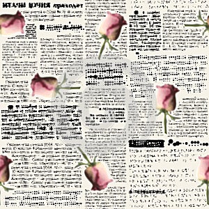 Newspaper with blur roses.