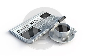 Newspaper and coffee cup