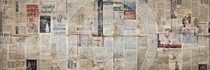Newspaper collage background. Old newspaper clippings