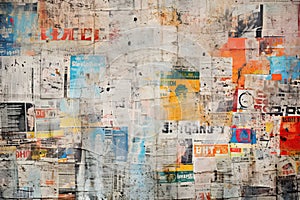 Newspaper collage background texture. Generative Ai