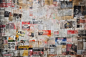 Newspaper collage background texture. Generative Ai