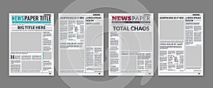 Newspaper column. Printed sheet of news paper with article text and headline publication design vector press templates photo