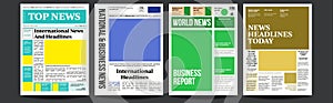 Newspaper Cover Set Vector. Abstract News Template. Blank Page Spaces For Images. Breaking. Realistic Pages Template