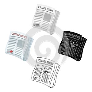 Newspaper crime news.Crime article in the press single icon in cartoon,black style vector symbol stock illustration web.