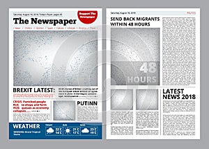 Newspaper design. Headline journal template with place for your text and images layout vector brochure