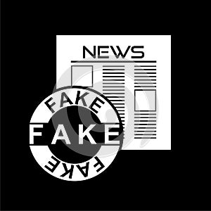 Newspaper fake news icon isolated on dark background