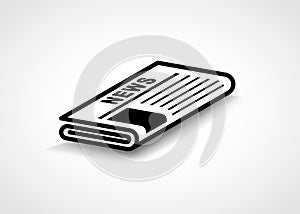 Newspaper icon in black outline style