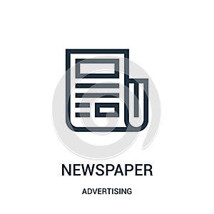 newspaper icon vector from advertising collection. Thin line newspaper outline icon vector illustration