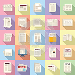 Newspaper icons set flat vector. Stack magazine