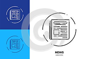 Newspaper line art vector icon. Outline symbol of press