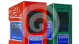 Newspaper mailbox, close view