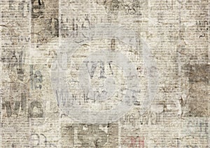 Newspaper with old grunge vintage unreadable paper texture background