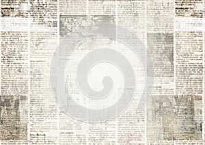 Newspaper with old grunge vintage unreadable paper texture background photo