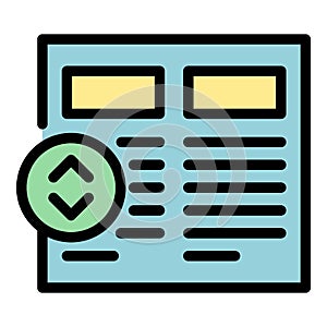 Newspaper page interface icon color outline vector