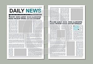 Newspaper page mockup. Newsletter journal template with headline for typography. News paper editorial with column articles for