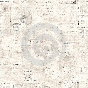 Newspaper seamless pattern with old vintage unreadable paper texture background