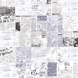 Newspaper paper grunge newsprint patchwork seamless pattern background