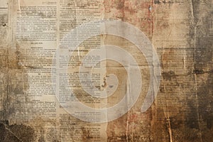 Newspaper paper grunge vintage old aged texture background Unreadable news horizontal page with place for text