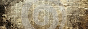 Newspaper paper grunge vintage old aged texture background Unreadable news horizontal page with place for text