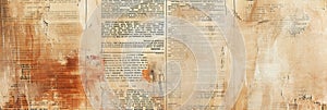 Newspaper paper grunge vintage old aged texture background Unreadable news horizontal page with place for text
