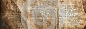 Newspaper paper grunge vintage old aged texture background Unreadable news horizontal page with place for text