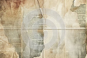 Newspaper paper grunge vintage old aged texture background Unreadable news horizontal page with place for text