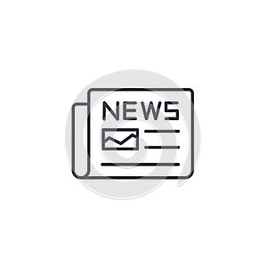 Newspaper, daily press, news content, article thin line icon. Linear vector symbol