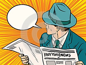 Newspaper reader reaction pop art