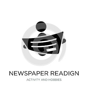 newspaper readign icon in trendy design style. newspaper readign icon isolated on white background. newspaper readign vector icon