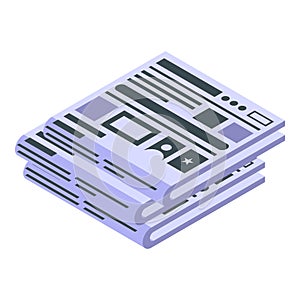 Newspaper reportage icon, isometric style