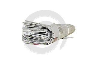 Newspaper roll  on white background