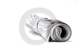 Newspaper Rolled up Isolated on White for News