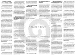 Newspaper sample with copy space for your text on the blurred columns background. Mockup for tabloid. Blurred text of