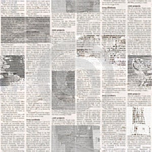 Newspaper seamless pattern with old vintage unreadable paper texture background