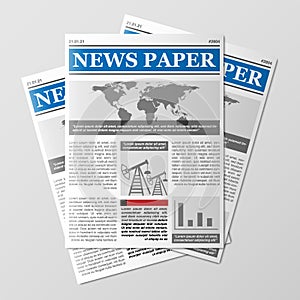 Newspaper stack, World news magazine, paper pile, journal heap, vector