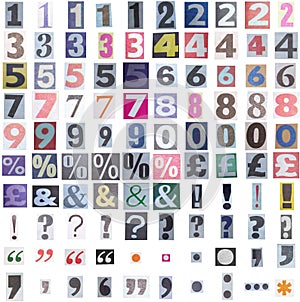 Newspaper symbols and numbers