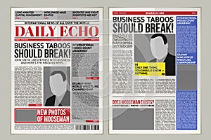 daily newspaper template, tabloid, layout posting reportage