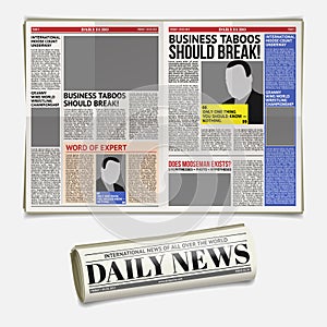 daily newspaper template, tabloid, layout posting reportage