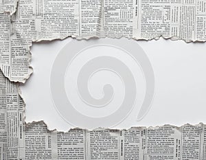 Newspaper Torn Edge Frame with White Space for Text or Image