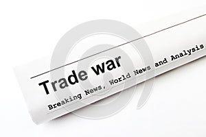 Newspaper with Trade war headline