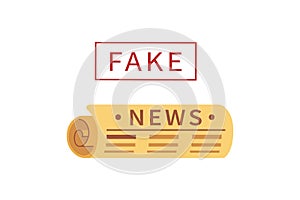 Newspaper vector icon in cartoon style. Fake news illustration isolated on white background.