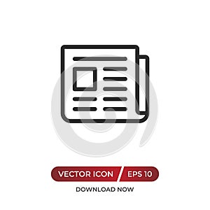 Newspaper vector icon in modern design style for web site and mobile app.