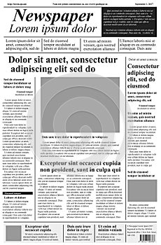 Newspaper. Vector template with lorem ipsum text and pictures. H