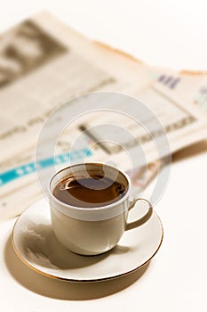 Newspapers and coffe photo