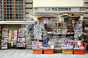 Newspapers old shop in Italy