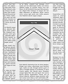 Newspapers with lorem ipsum text and empty box
