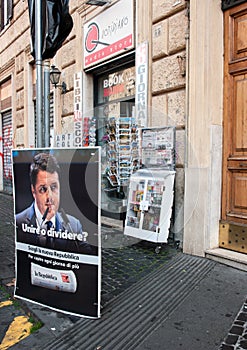 Newspapers and Magazine stand in Rome