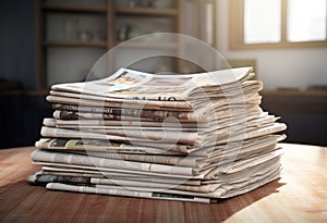 newspapers on a table