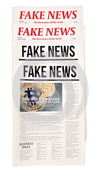 Newspapers on white background